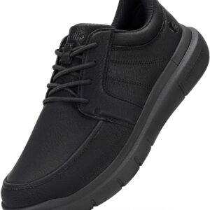 FitVille Wide Trainers Men's Business Casual Shoes for Wide Feet Sports Shoes with Microfibre Leather Comfortable Cushioning Non-Slip Walking Shoes