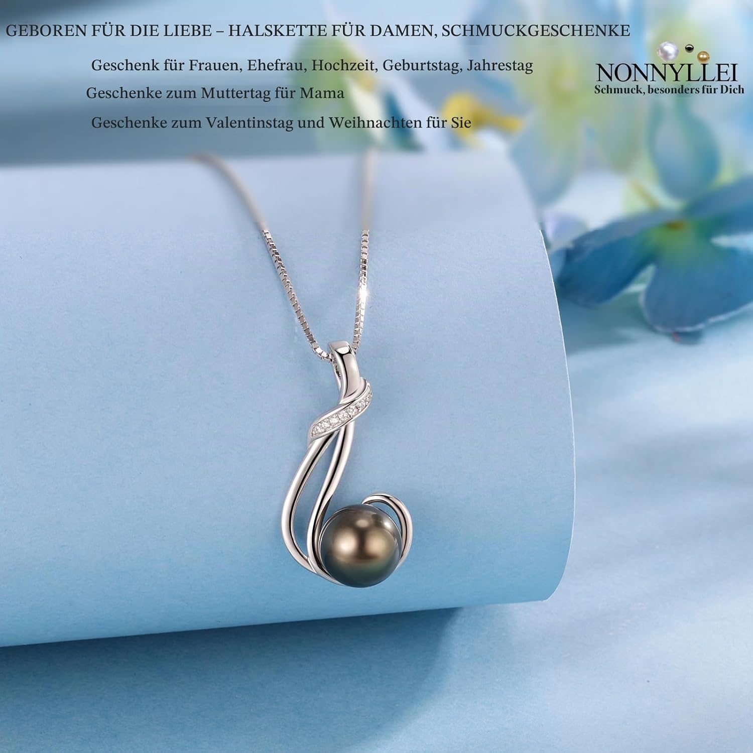 Gifts for Women, Black Tahitian Pearl Necklace, Anniversary Jewellery, Christmas Gift, Mother's Day, Mum Gift, Valentine's Day, Anniversary, Wedding, Birthday, Wife, Girlfriend – Bild 4