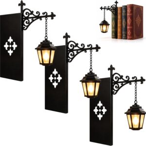 Herbst Pack of 3 Bookcase Lamp Vintage Library Lantern with Warm White LED