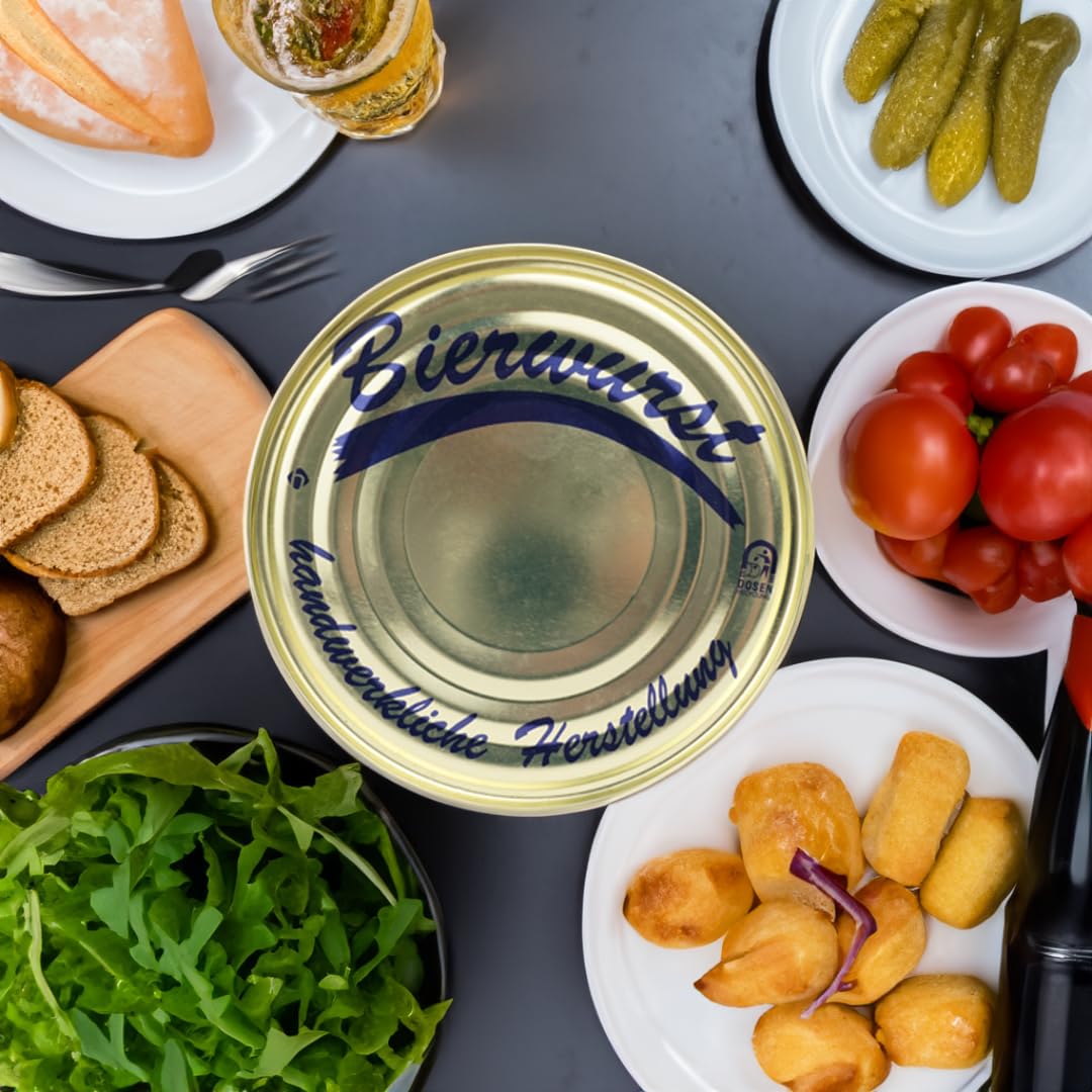 Bavarian Beer Sausage Canned Sausage 190 g to 400 g Made from 80% German Beef and Pork, Traditional Homemaker Style, Sausage Preserved by Butcher Shop Bühler Delicious Sausage Cold Cuts (400 g) – Bild 3