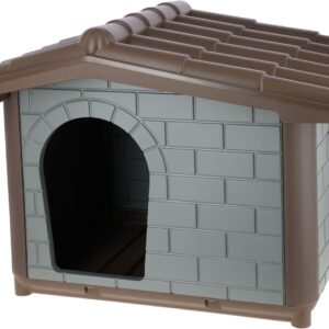 Kerbl Pet Levin Eco Dog Kennel, Grey Green/Brown, 99 x 70 x 75 cm, Dog Cave, Recycled Plastic, Dogs