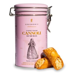 Greenomic - Cannoli-Siciliani - 200g - ideal as a gift - filled with delicate hazelnut cream filling - individually packed in charming gift box - Italian Sicilian pastries