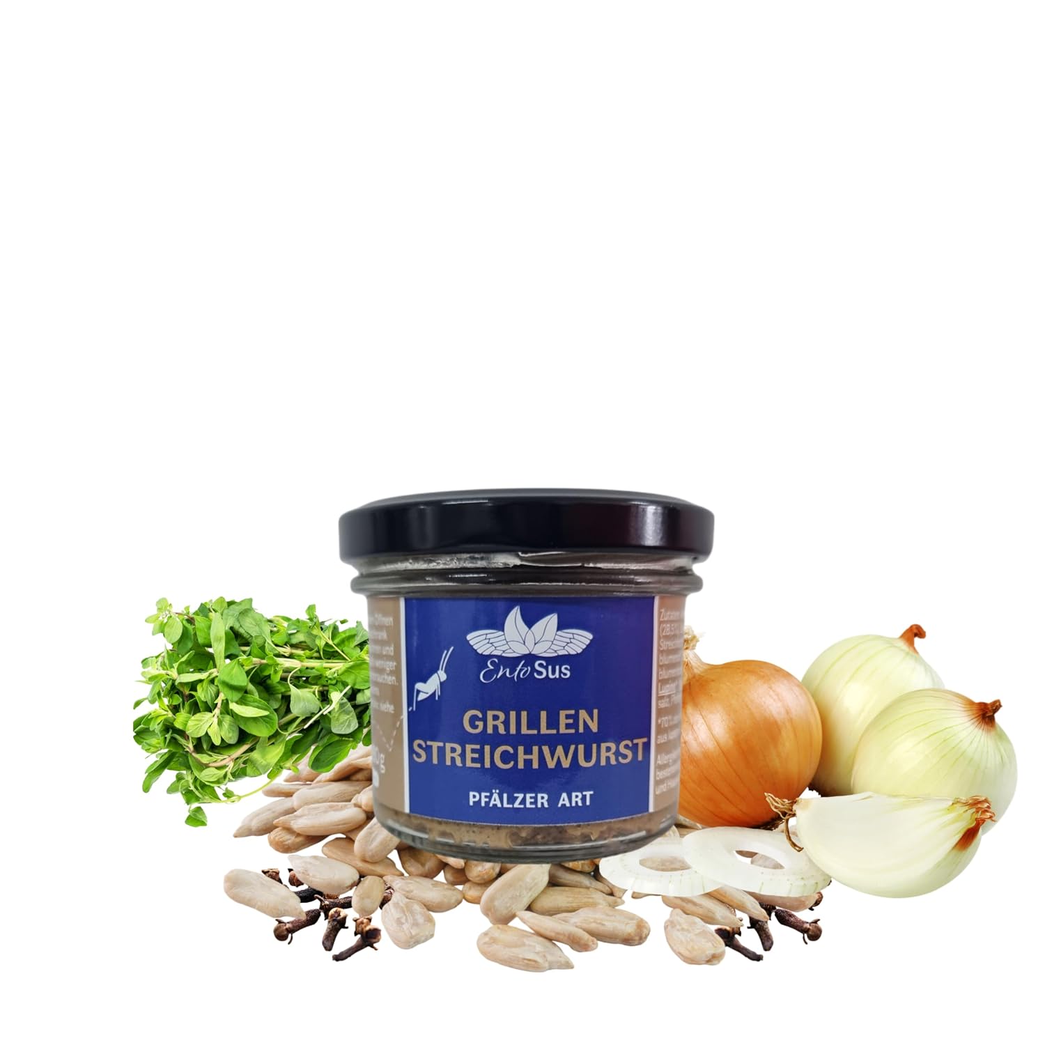 EntoSus Bread Spread, Spread Sausage, Spread Cream, Sustainable, Locally Grown Crickets from Germany as a Meat Alternative Edible Insects (1 x 90 g, Pfälzer Art)