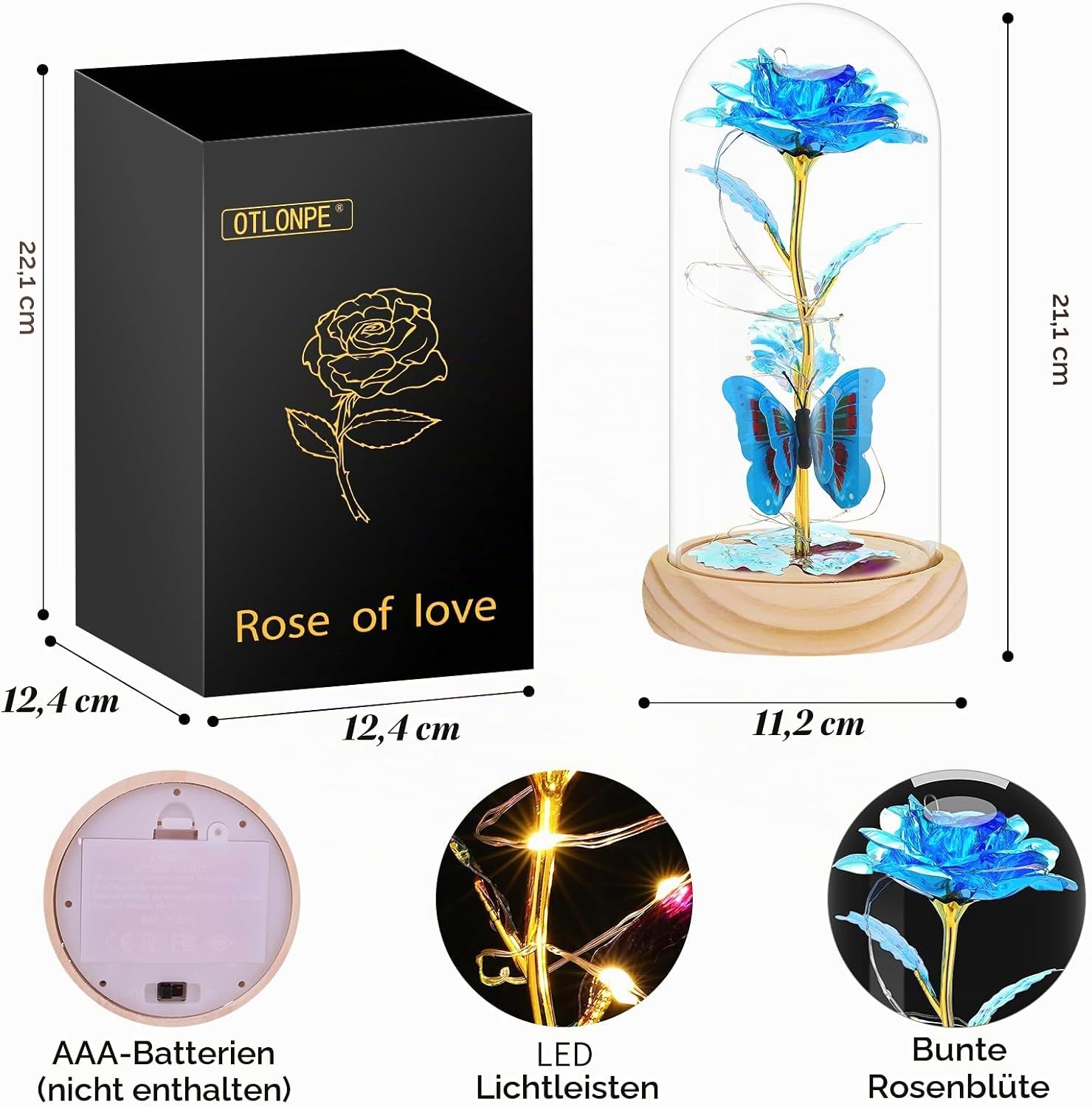 Otlonpe Gifts for Women, Eternal Glass Rose, Personalised Birthday Gift for Women, Girlfriend, Mum, Grandma, Wife, Valentine's Day, Christmas, Mother's Day – Bild 9