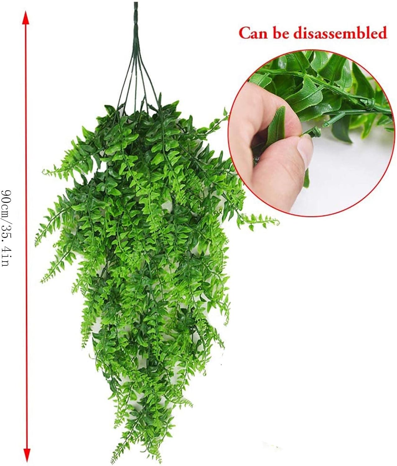NOZEM Artificial Hanging Plants, Long Persian False Artificial Plant, Hanging Plastic Plant, Ivy, Large Green Plants for Indoor Outdoor Balcony Wall Pot Garden Decoration (Green, One Size) – Bild 6