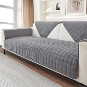 Sofa Cover, Soft Flannel, Sofa Seat Cushion Cover, Sofa Protector, Non-Slip, 1/2/3-Seater Sofa Cover, for Living Room, Sofa Throw, L-Shaped Sofa Protection (Grey, 70 x 70 cm)