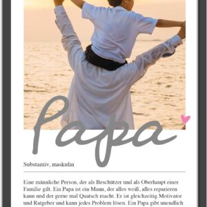 OWLBOOK Personalised Photo Gifts for Dad with Own Photo - Poster Definition Dad - Gift as Birthday Gift Father's Day Gifts | Picture A4/A3 Optional with Frame