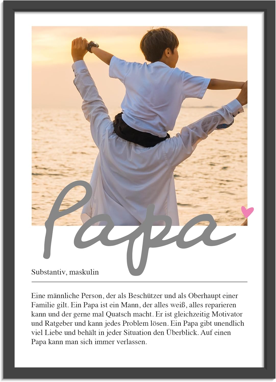 OWLBOOK Personalised Photo Gifts for Dad with Own Photo - Poster Definition Dad - Gift as Birthday Gift Father's Day Gifts | Picture A4/A3 Optional with Frame