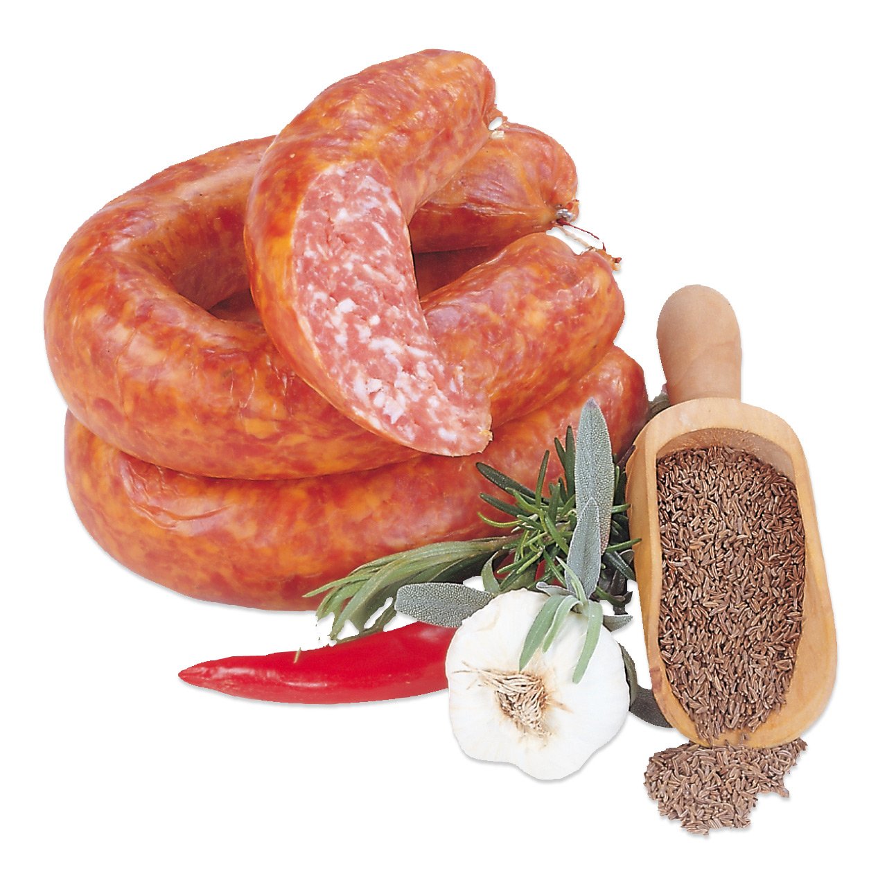 Knackwurst with Garlic Approx. 500 g – Landmetzgerei Schiessl | Spicy Homemaker Sausage