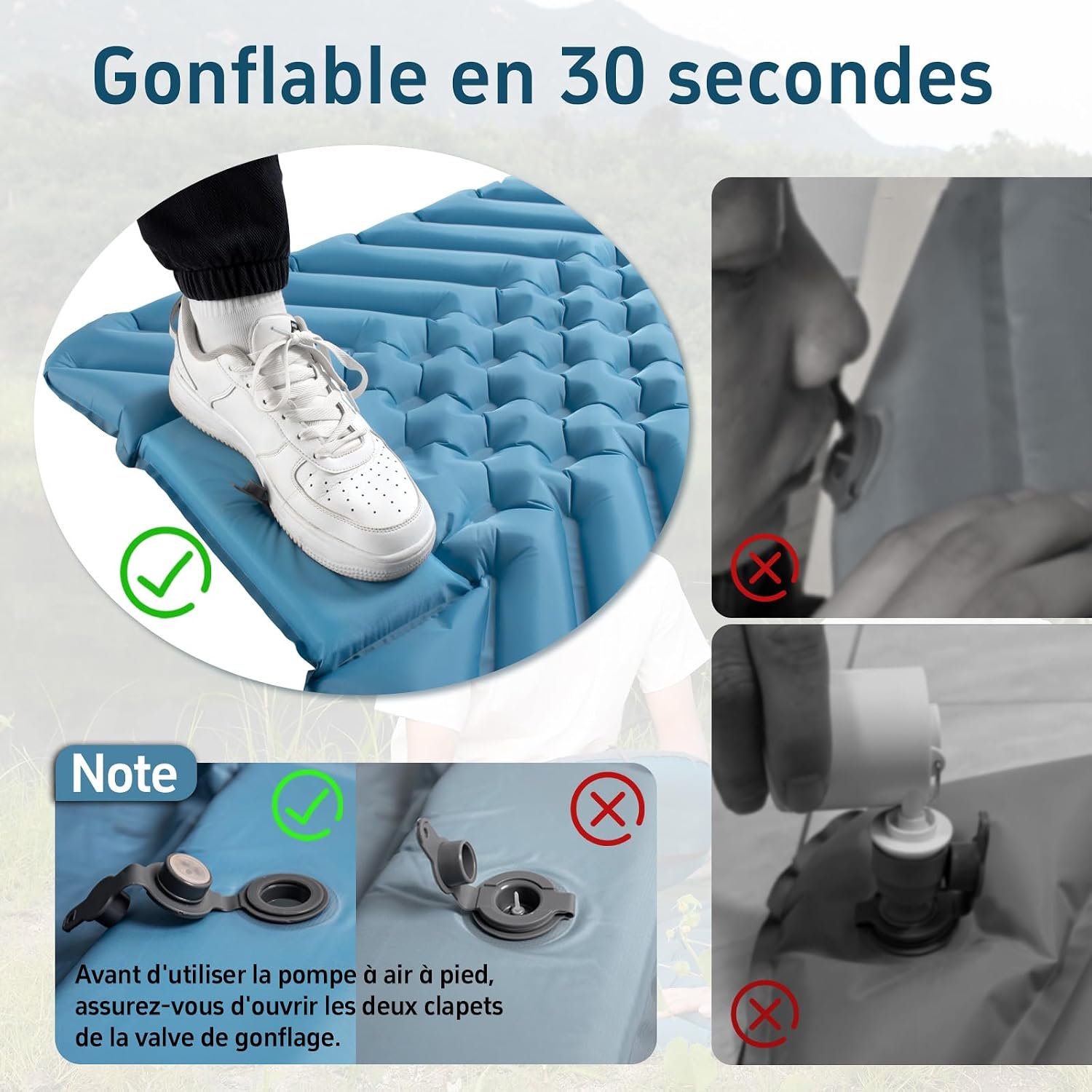 Adult Down Sleeping Bag Set Including Ultra Lightweight Inflatable Sleeping Mat and Pillow – Bild 8