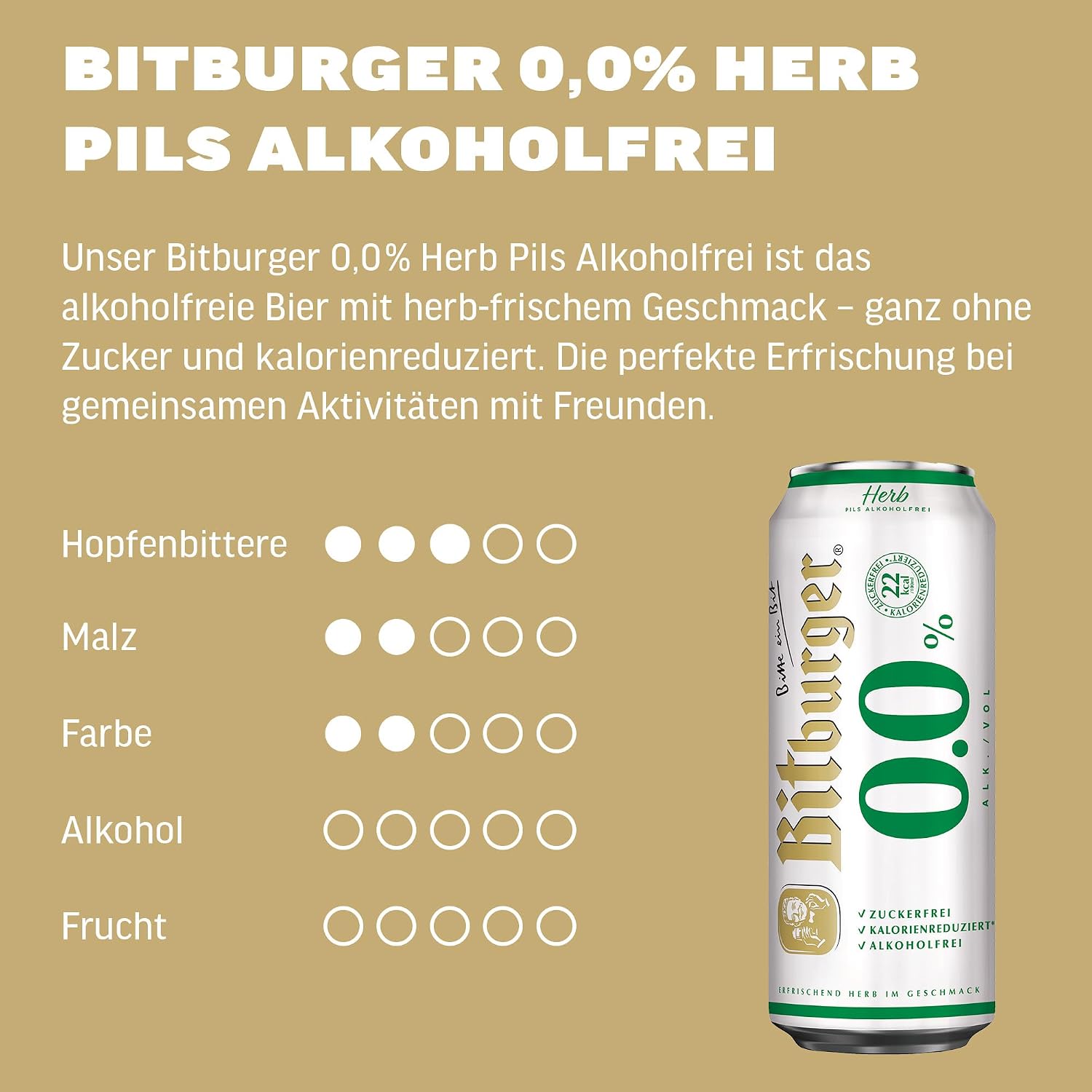 Bitburger 0.0% Herb Pils Alcohol-Free – Canned Beer 24 x 0.5 L Sugar-Free – Bild 2