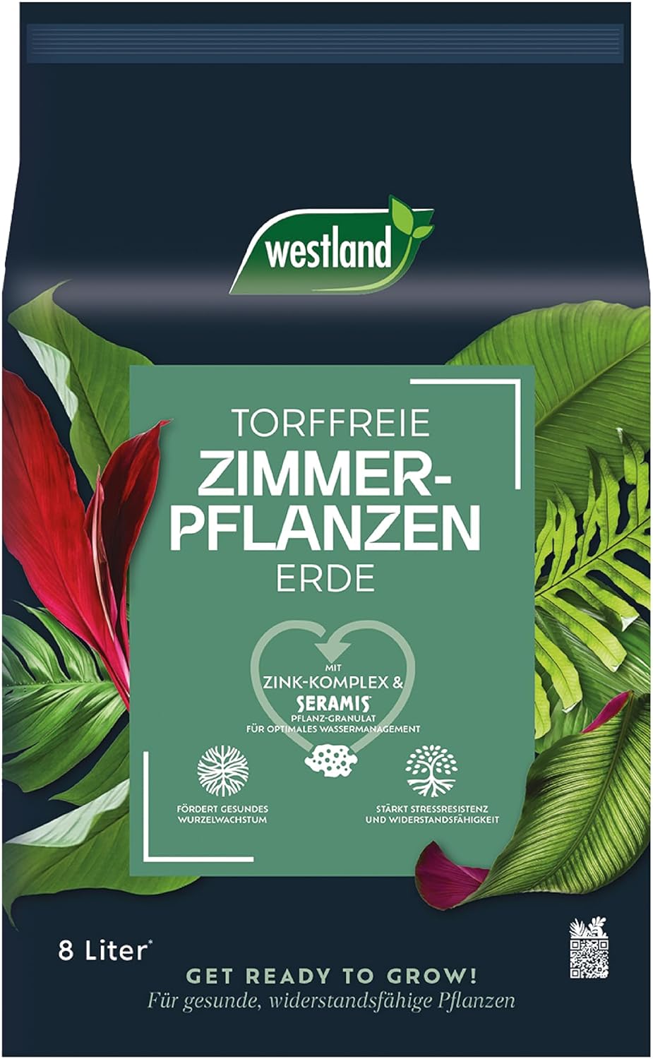Westland Zimmerpflanzen Erde, 8 l – Erde mit Tongranulat für EIN gesundes Wachstum, Blumenerde für eine ideale Wasser- und Nährstoffverteilung
