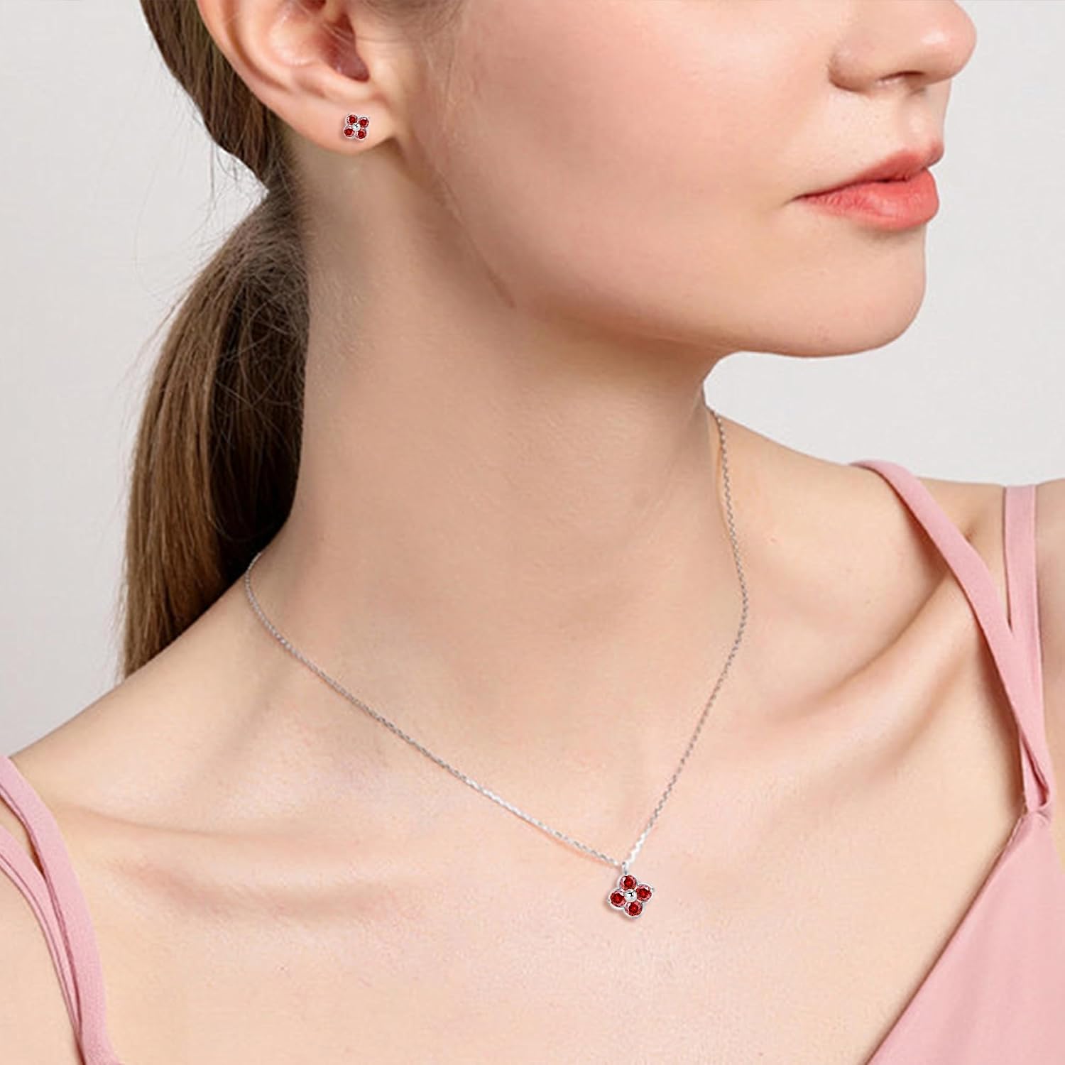 Women's Clover Birthstone Jewellery Set in 925 Sterling Silver – Bild 5