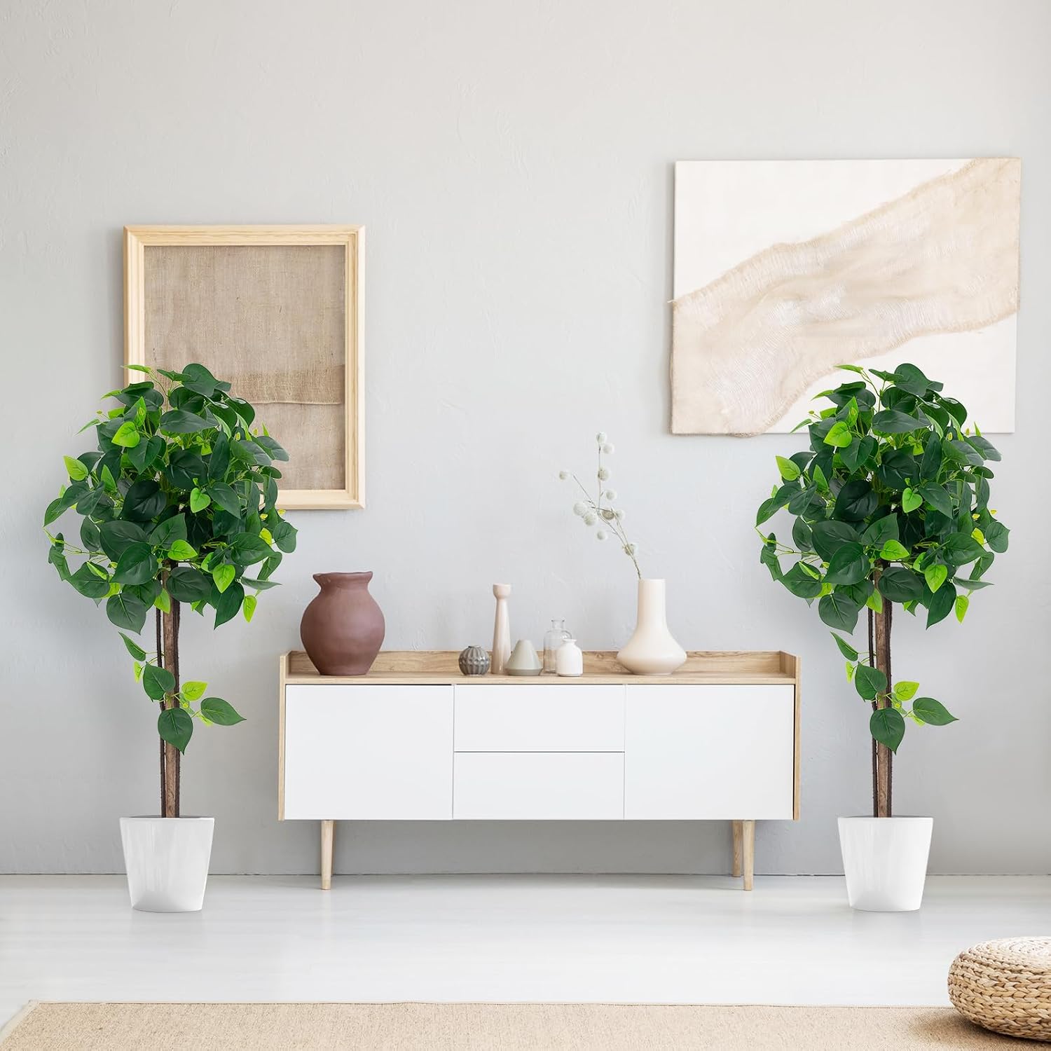 RELAX4LIFE Artificial Plant, Artificial Plant Hydrangea Tree, Green Plant 114 cm, Artificial Tree in Pot, Fake Plant, Plastic Plant, Decorative Plant for Living Room, Bedroom, Office, Housewarming – Bild 2
