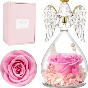Miofula Eternal Rose Gifts for Mum, Infinity Roses Guardian Angel Gifts for Women, Glass Angel Figure Flowers Gift for Mum Mother Grandma Women Gift Christmas Birthday Anniversary Wedding Anniversary
