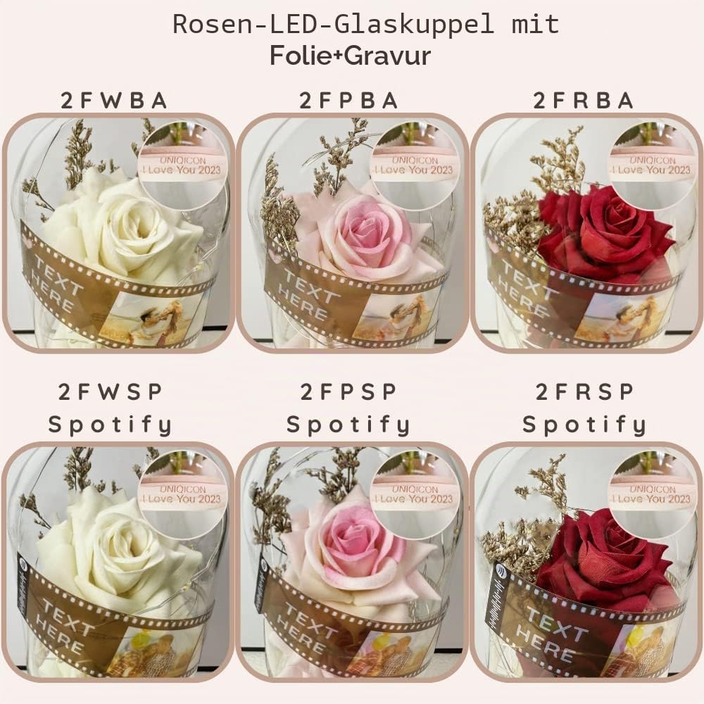Gifts for Wedding Anniversary Valentine's Day, Personalised Rose Lamp, Galaxy Rose Flower Gift, Eternal Rose with LED Light in Glass Dome on Wooden Base, Unique Gift for Women, Mum, Girlfriend – Bild 7