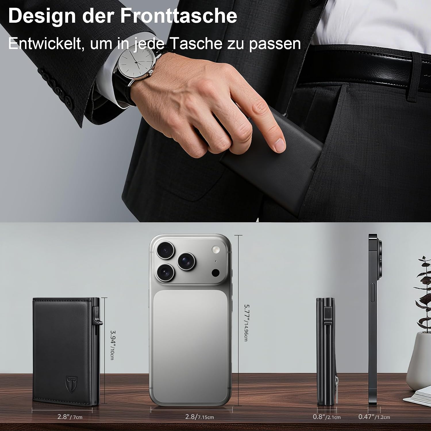 TENBST Men's Slim Wallet with Coin Compartment & RFID Protection – Bild 2