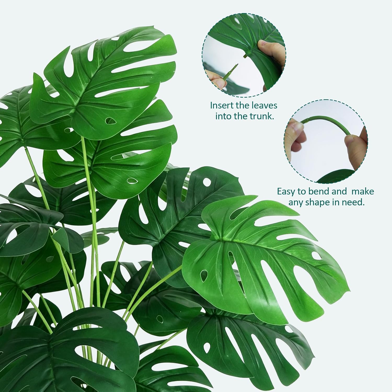 ADORAMOUR Artificial Plants Monstera Bush, Fake Tropical Plant Decoration – Bild 4