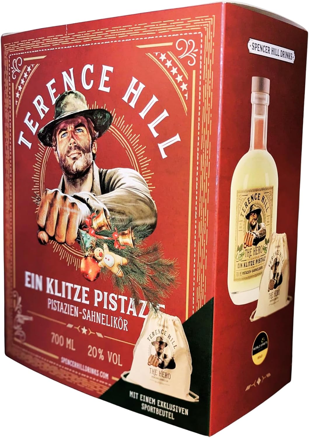 St. Kilian Terence Hill - The Hero - Pistachio Cream Liqueur - A Lit Pizza 0.7 L 20% + Exclusive Terence Hill Sports Bag by Reichelts – Bild 2