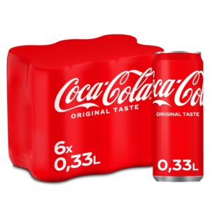Coca-Cola Classic, Caffeinated Soft Drink, Disposable Tin, 6 x 330 ml