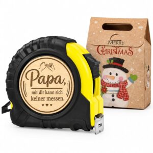 Papa Geschenk, Rollbandmaß 5 m, Papa Weihnachtsgeschenke mit Holzgravur