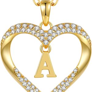 CDE Women’s 18K Gold-Plated Necklace Initial Heart Pendant Letter Chain for Women A-Z Personalised Chain Jewellery Birthday Gift for Teenager Girls Women Girlfriend Valentine’s Day Christmas Mother’s