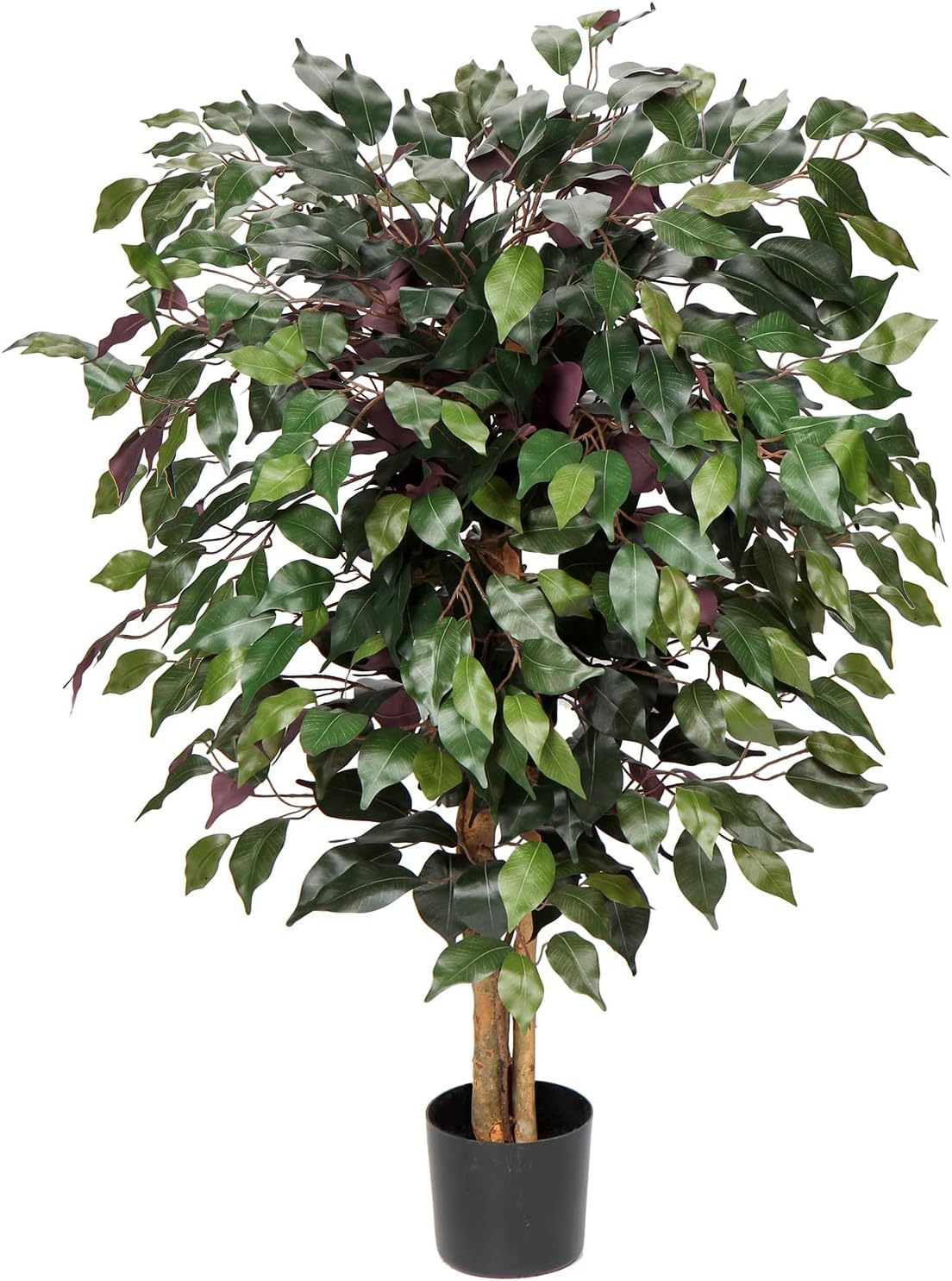 Artificial Tree Ficus Benjamini Artificial Plant Tree Artificial Plant Large with Real Wood Trunk Ideal for Interior Decoration Green Red