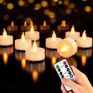 Cimetech 12 LED Tea Lights with Timer and Remote Control, Flameless Candles