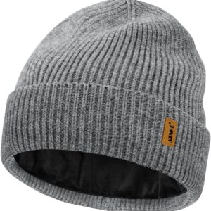 ATNKE Unisex Knitted Beanie Hat, Stretchy Thick Warm Fleece Lined Everyday Winter Soft with Cuffs Wooly Skull Hat Gifts for Men Dads and Women