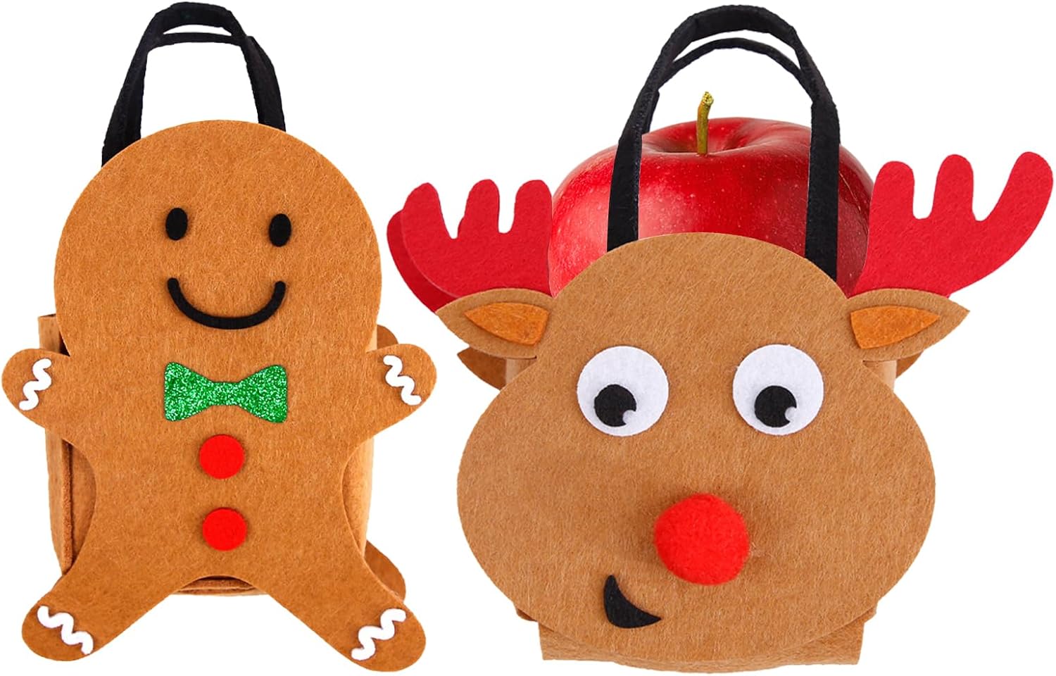 Christmas Cookie Storage - Pack of 2 Reusable Christmas - Christmas Candy Bags with Carry Handles | for Pastries, Biscuits, Food, Chocolate Lollipops
