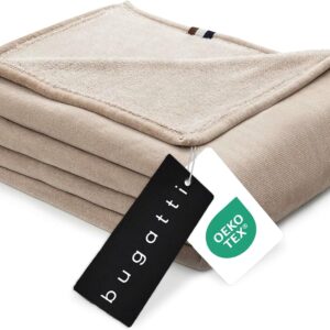 Bugatti Doppio Soft Blanket 160 x 220 cm Beige – XXL Cuddly Blanket