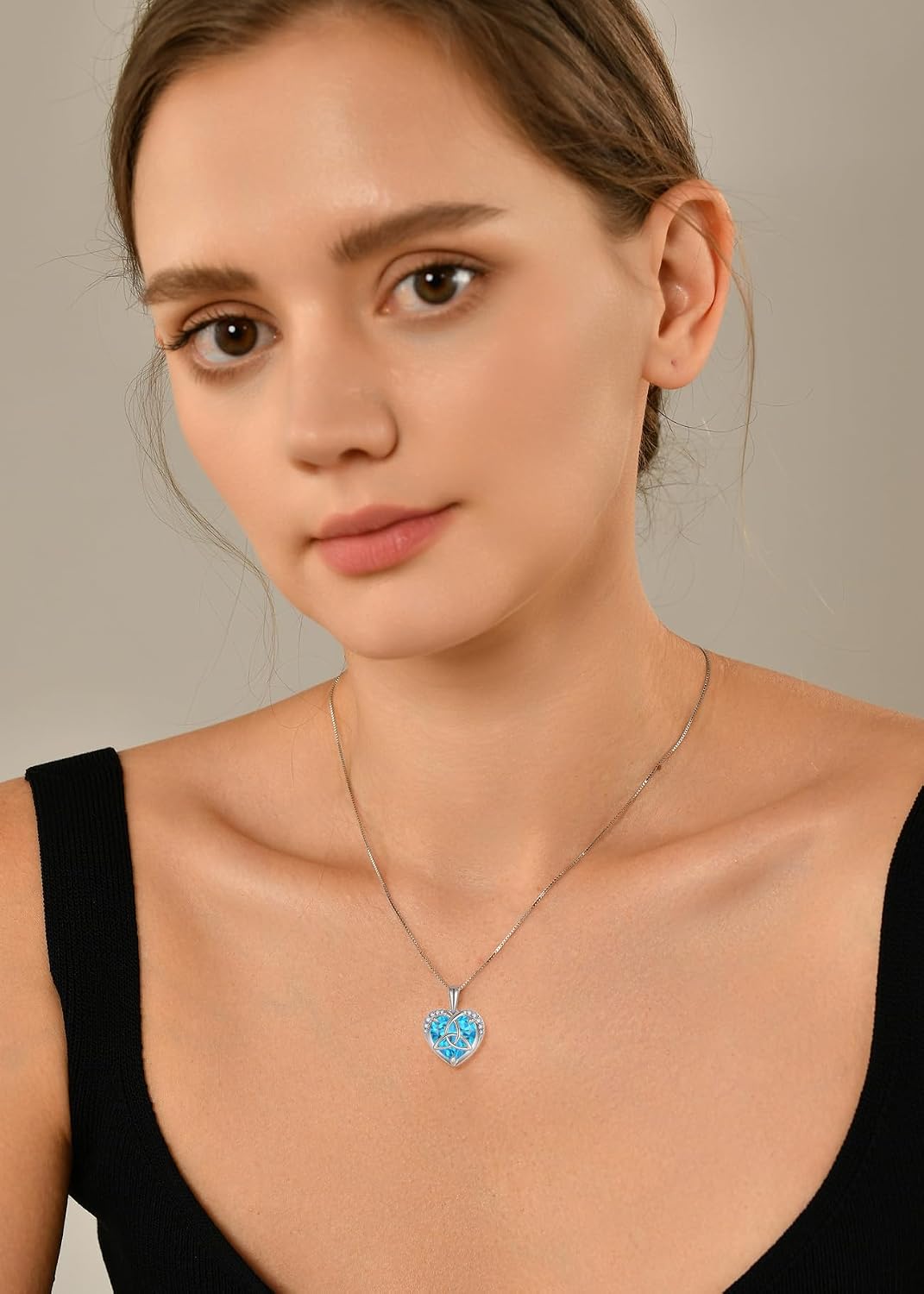 YL Knot Necklace 925 Sterling Silver Celtic Knot Pendant Chain 12 Birthstone Cubic Zirconia Jewellery Gifts for Women Mum – Bild 3