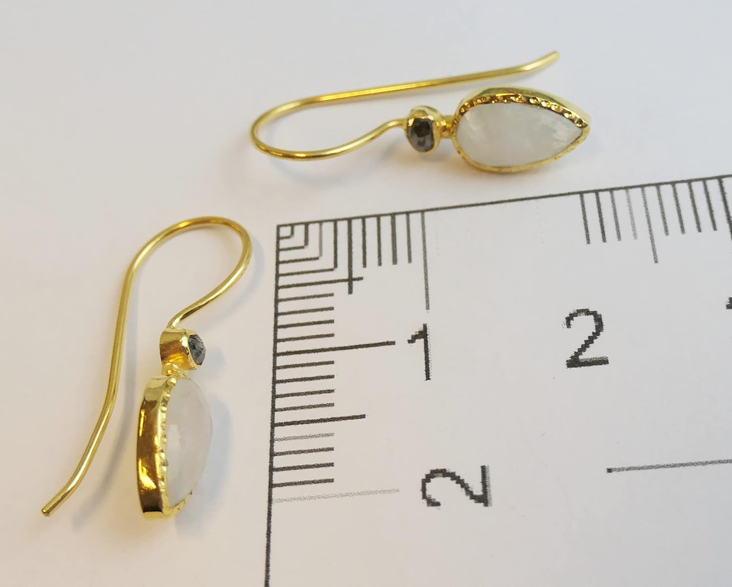 Moonstone and Diamond Gold-Plated 925 Silver Earrings – Bild 5
