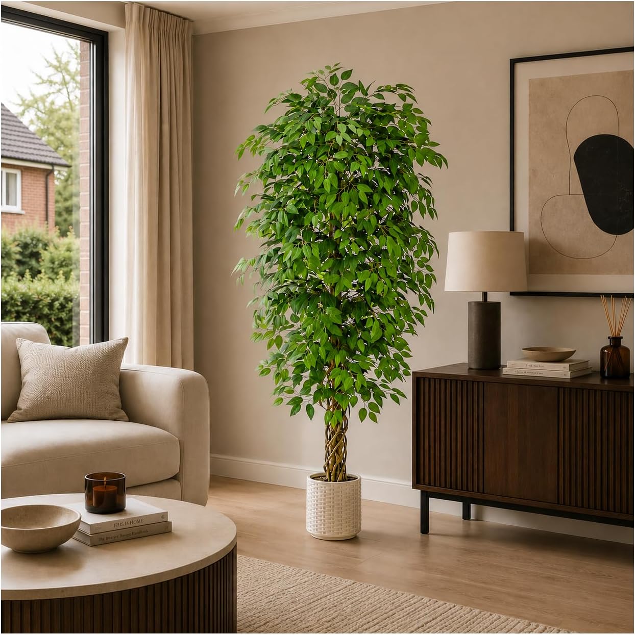Artificial Plant Ficus Benjamini 6 ft, Artificial Plants Large with