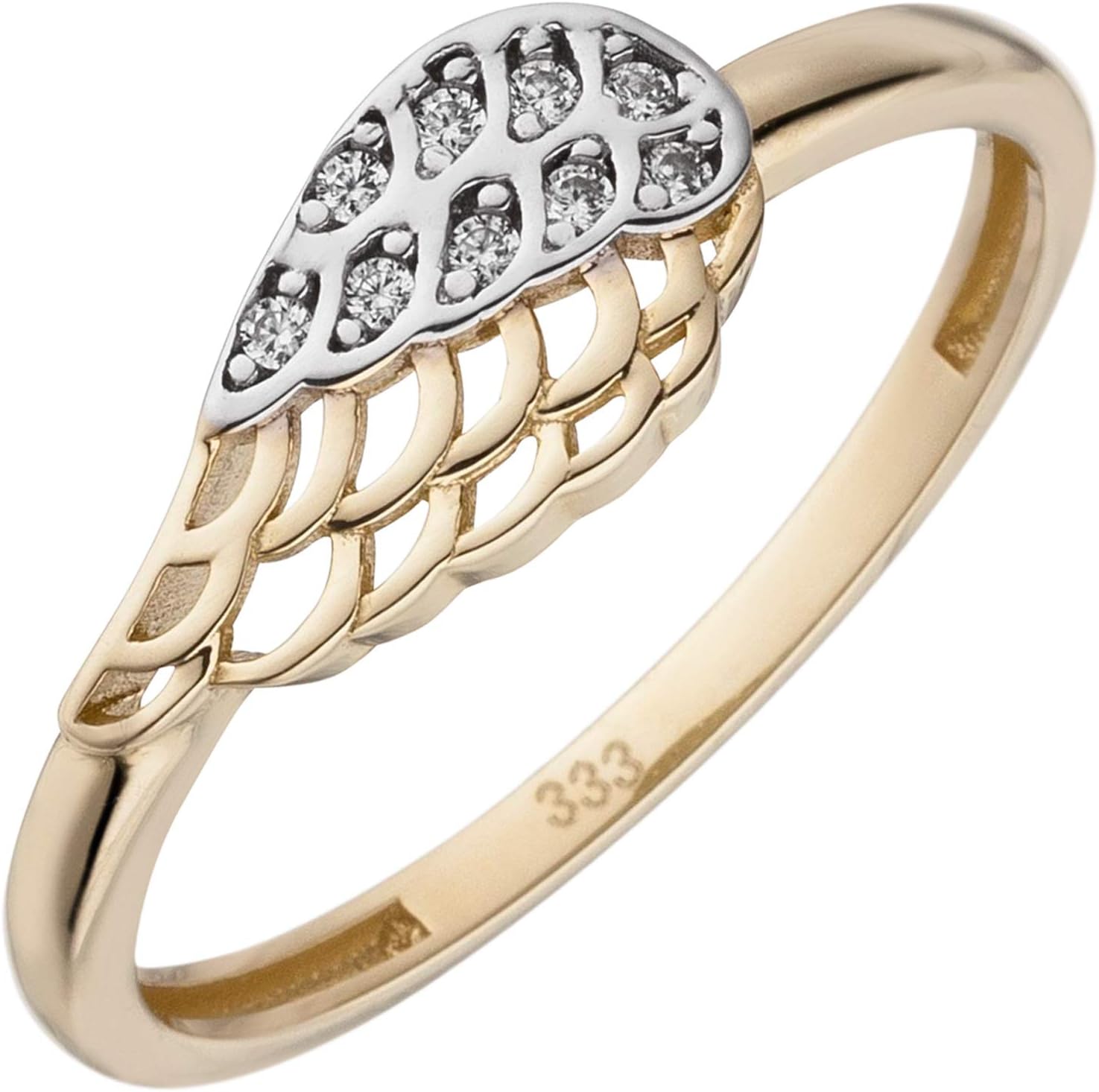 Jobo Women's Ring Wings 333 Gold Bi-Colour with 9 Zirconia