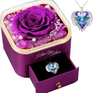 Eternal Real Rose Necklace Birthday Gift