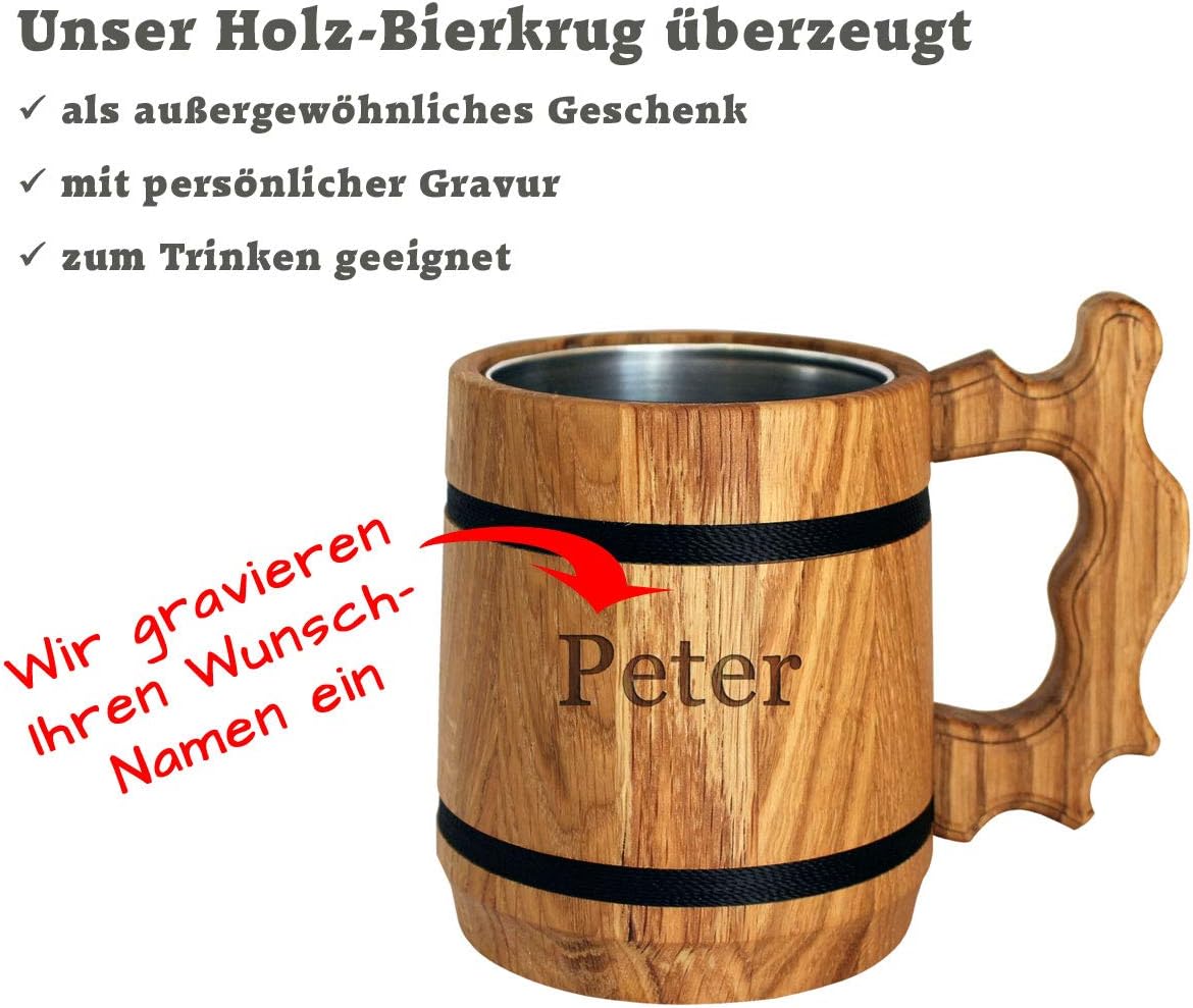 Wooden Jug with Engraving, Wine and Beer Mug, Gift for Men, Boyfriend, Dad, Grandpa – Bild 3