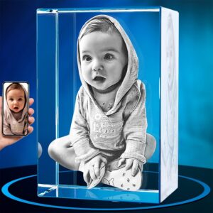 ArtPix 3D Crystal Photo – Personalised Gift for Women, Wife, Her, Him, Men, Husband, Grandma – Individual Glass Gift with Own Photo – 3D Laser Engraving – Wedding