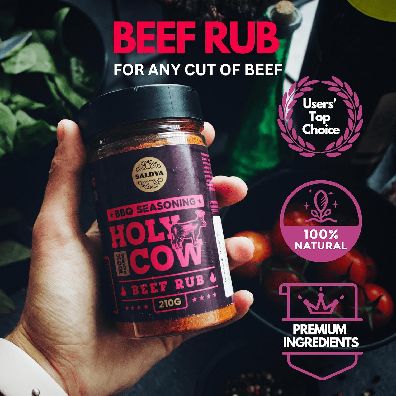 Meat Lovers BBQ Rub Gift Set - Holy Cow, Angel's Wings, Smoky Pig, Sweet Texas, Steak King & Adam's Ribs | Pack of 6 | 100% Natural | Spice Gift for Foodies – Bild 6