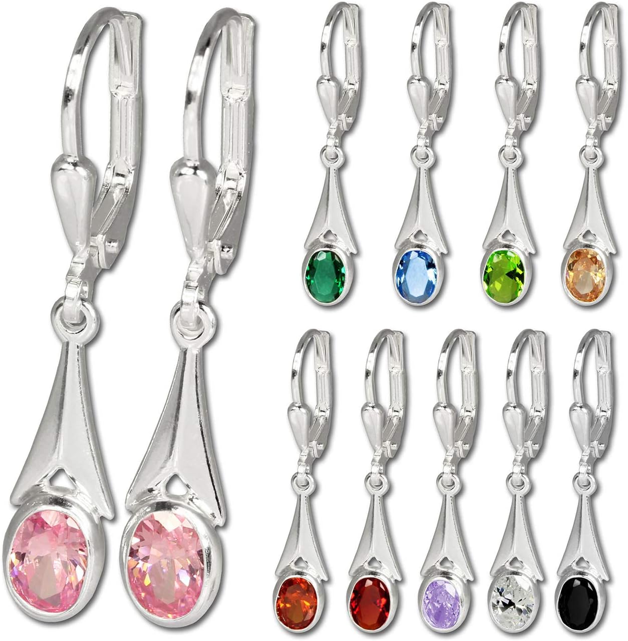 SilberDream D2SDO514S Women's Earrings Real Silver Black Zirconia – Bild 2