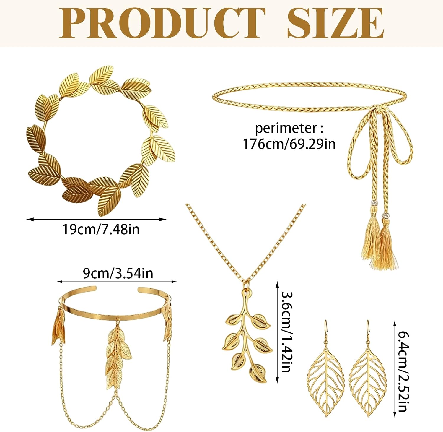 6 Piece Gold Jewellery Set Leaf Design Vintage Jewellery for Women – Bild 2