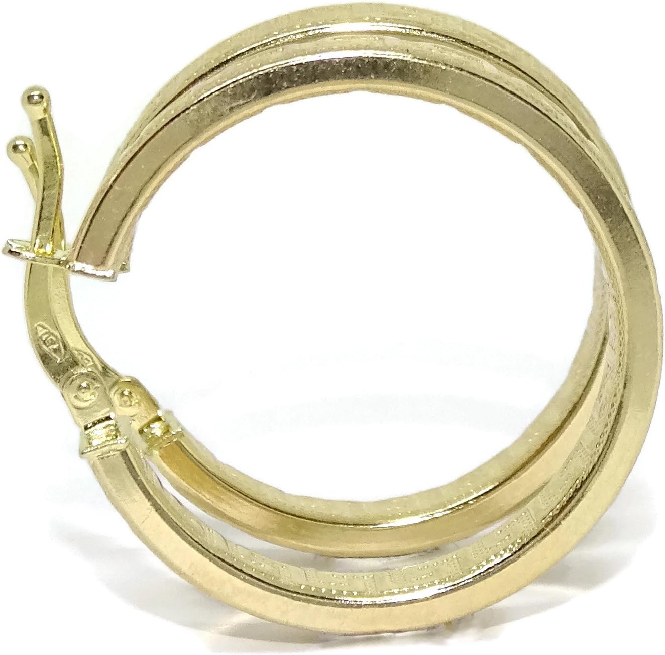 18k Yellow Gold Greek Pattern Square Tube Hoop Earrings 4mm and 2.2cm OD Easy Click Back 2.00g Gold – Bild 2