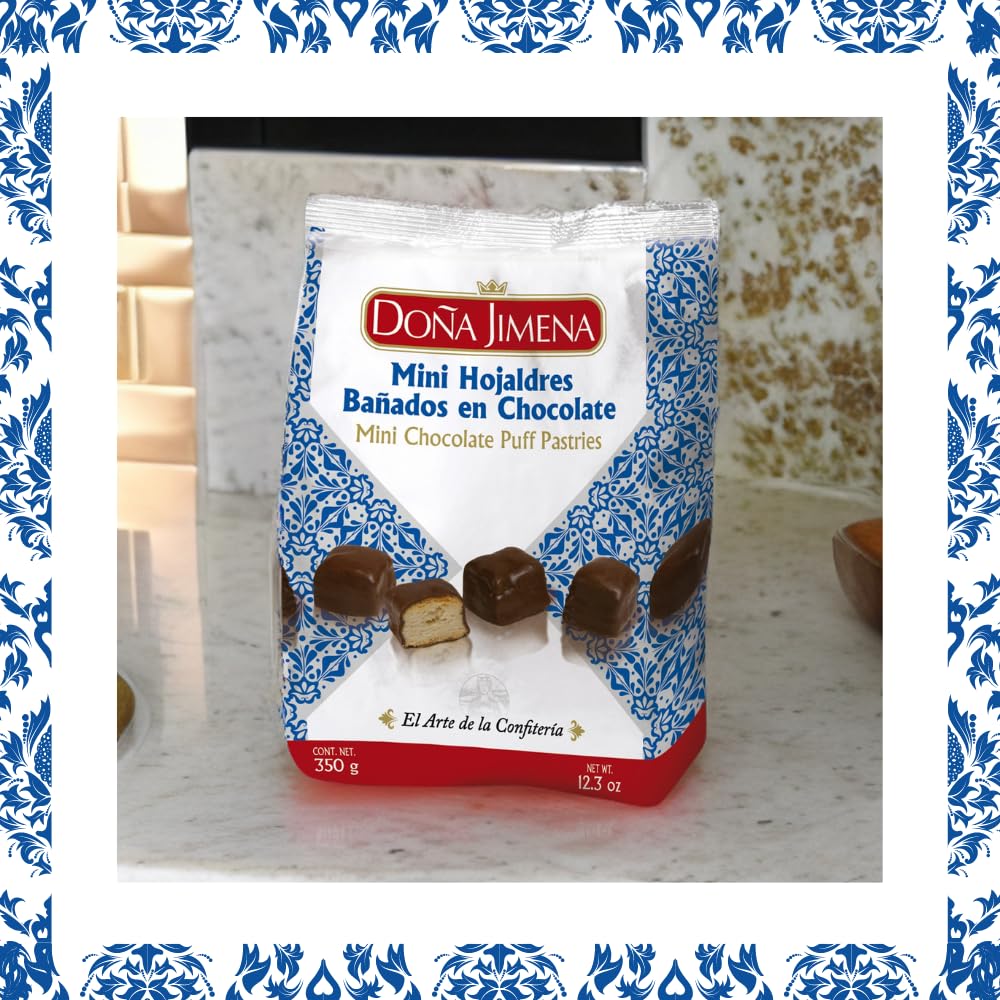 DOÑA JIMENA Premium Quality Milk Chocolate Coated Puff Pastry Cookies Typical Christmas Pastry Cookies Handmade Recipe 350g – Bild 3