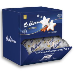 Bahlsen Zimtsterne – Pack of 1 Counter Dispensers – Hazelnut Cinnamon Pastry with White Glaze – Individually Wrapped (1 x 756 g)