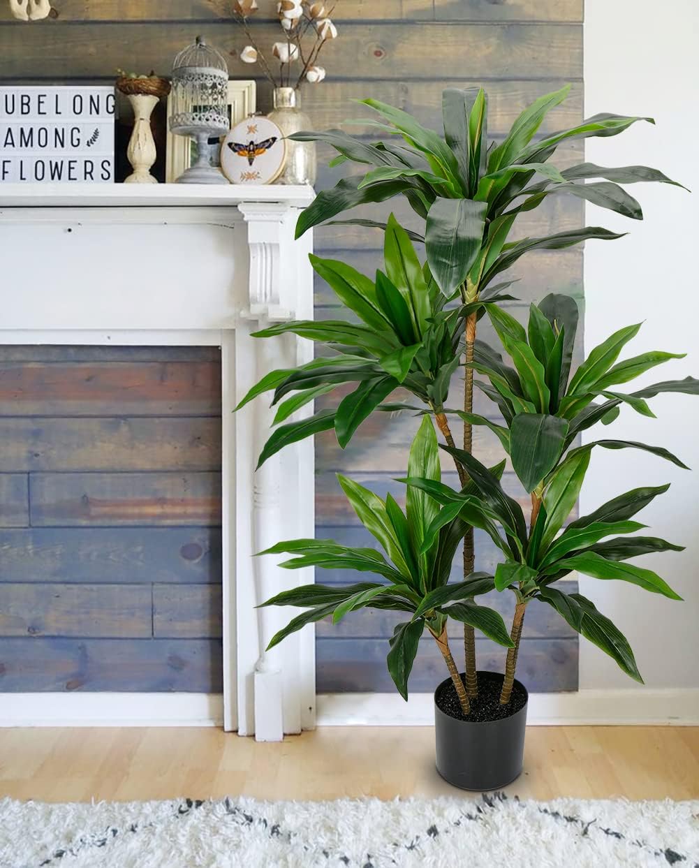 Dracaena Fragans Large Plants in Pot Artificial Plants 120 cm, Decorative Plant Indoor Plant with Pots, Artificial Plants Like Real with Durable Trunks and Lifelike Leaves for Living Room Office – Bild 6