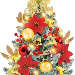 Mini Christmas Tree Small, 60 cm Small Christmas Tree with Lighting, Artificial Artificial Christmas Tree Small, Table Christmas Tree Illuminated, Christmas Tree Artificial Small, LED Mini Christmas Tree