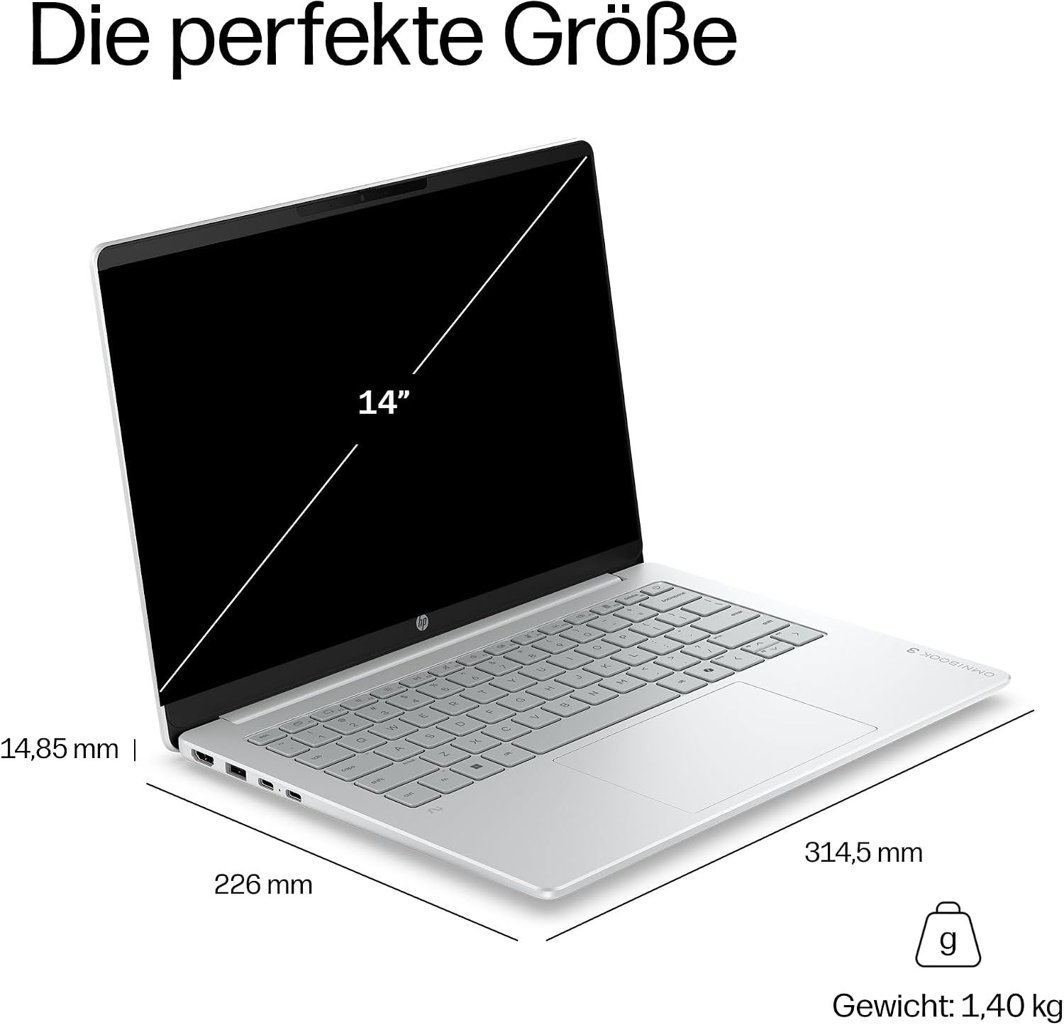 HP OmniBook 3 Laptop, 14 Inch WUXGA, Snapdragon X, 16GB RAM, 512GB SSD – Bild 7