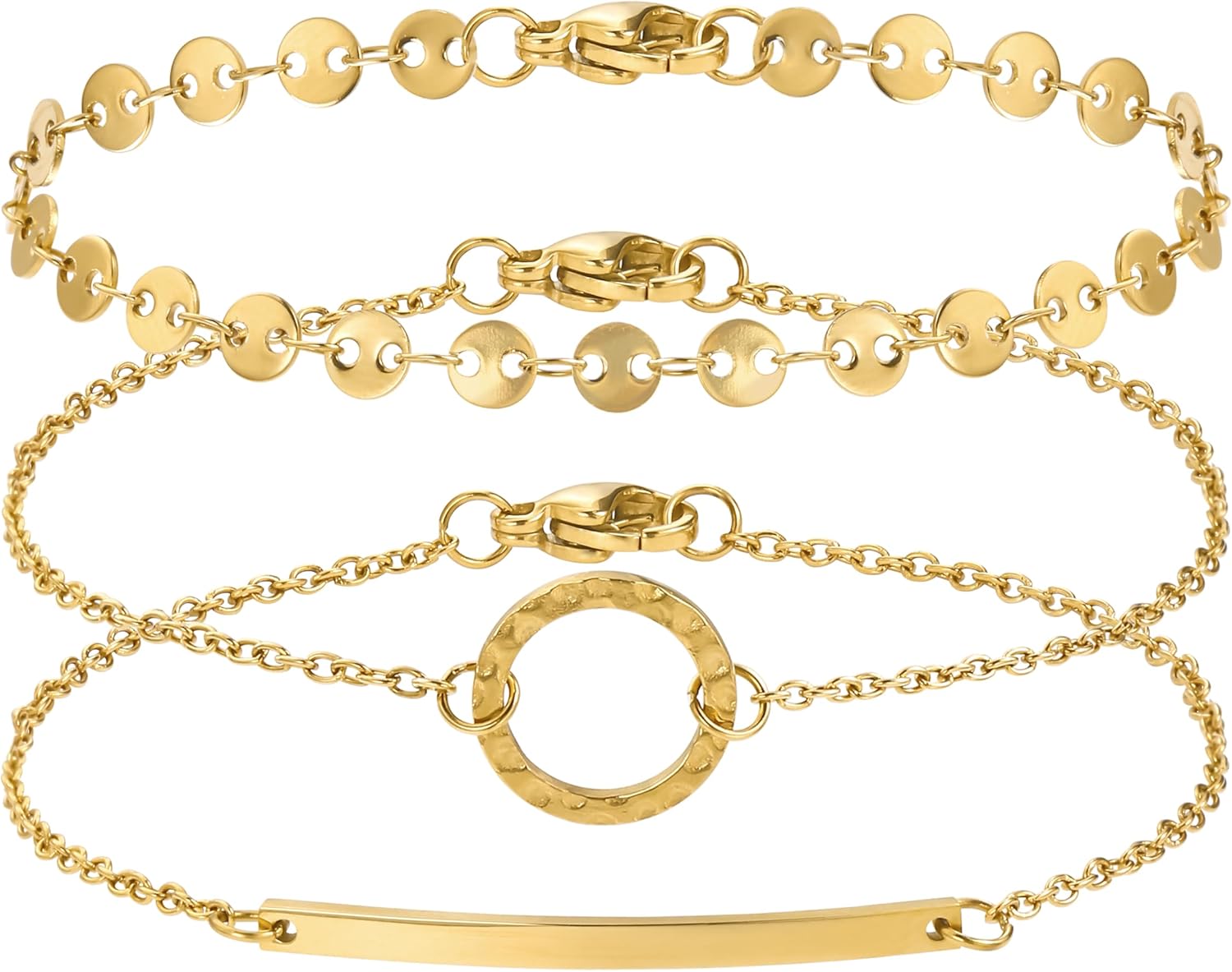 BONNYBIRD® BonnyMilano Premium Stainless Steel Bracelet Set for Women in Silver, Gold & Rose Gold, 100% Waterproof and Skin-friendly