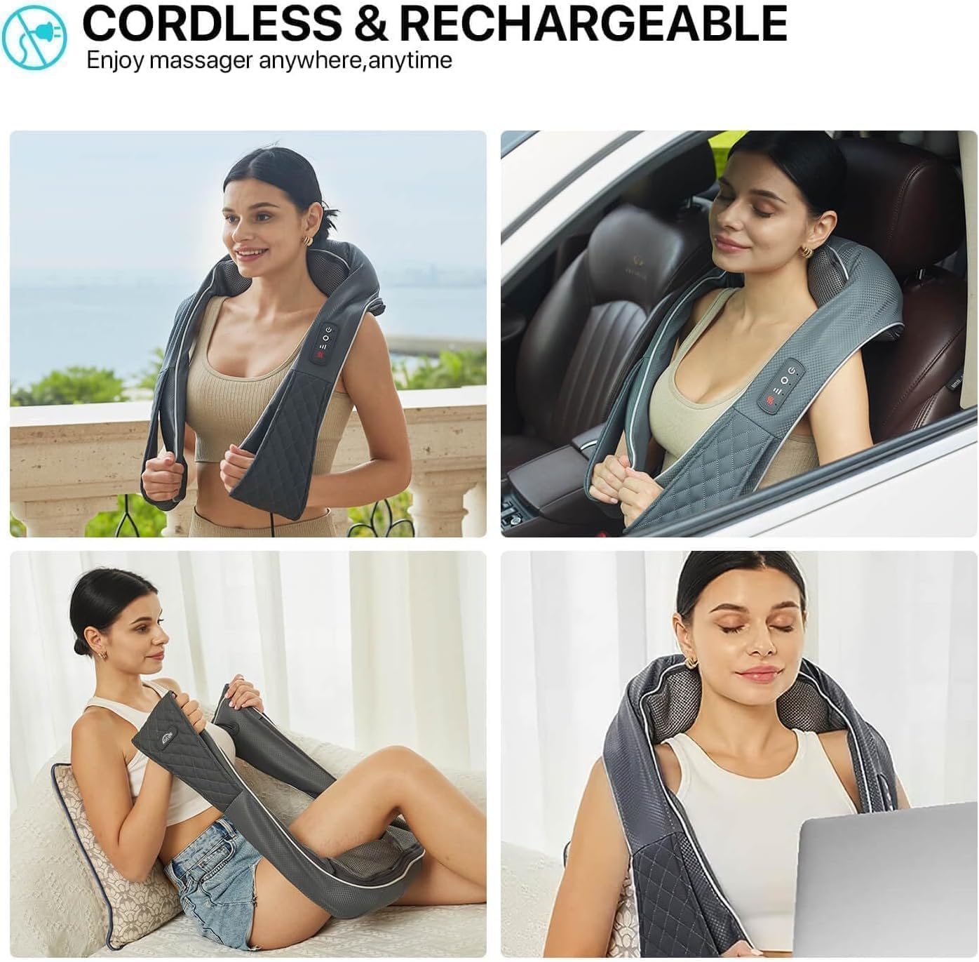 ALLJOY Wireless Neck Massager with Heat, Shiatsu 4D Deep Kneading Massage – Bild 7