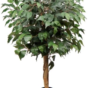 Artificial Plant Large Artificial Tree Ficus Benjamini Artificial Plant Tree with Real Wood Trunk Ideal for Interior Decoration Green